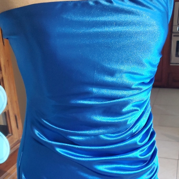 Windsor Blue Ruched Strapless Bodycon Dress - Picture 9 of 14